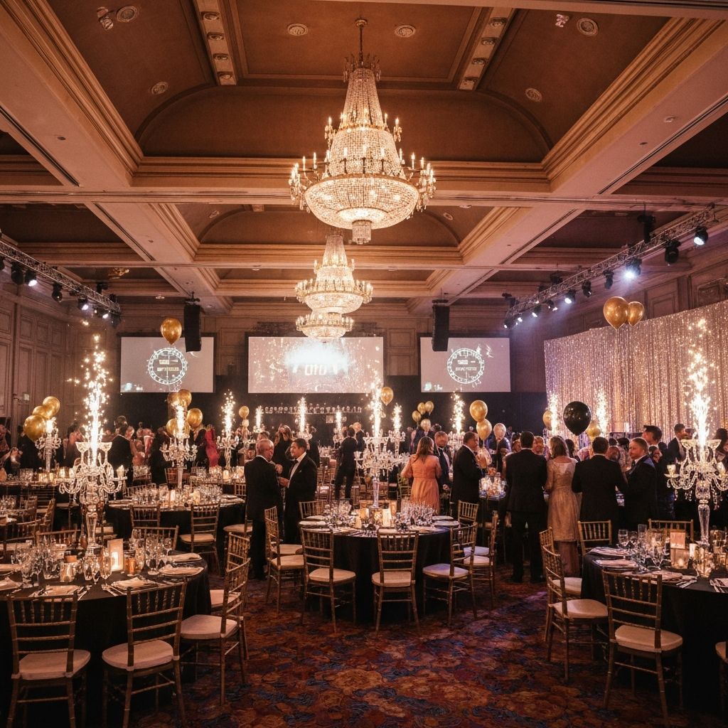 Gala corporativa de Nochevieja con instalacion espectacular de globos