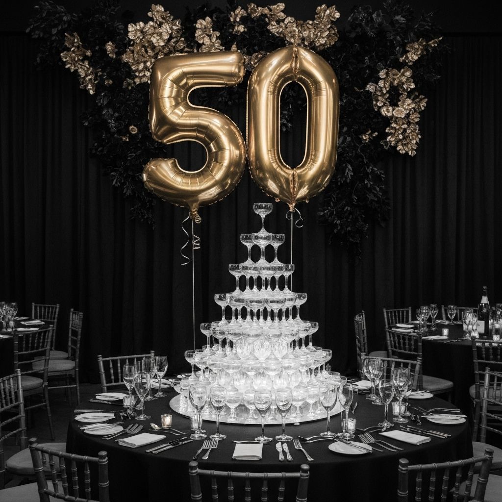 Fiesta de cumpleanos 50 en negro y oro