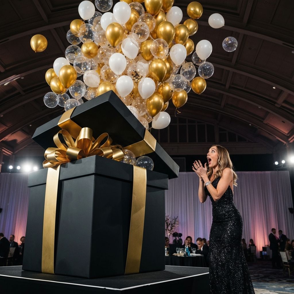 Caja sorpresa con globos escapando