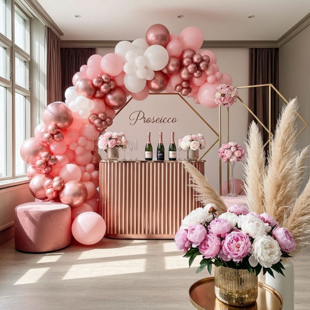 Despedida de soltera en rosa y dorado