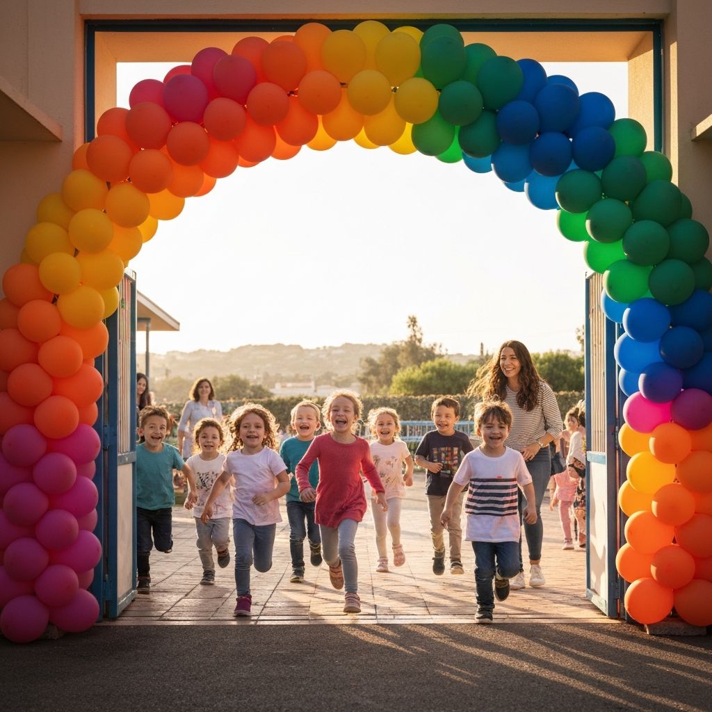 Arco arcoiris en guarderia