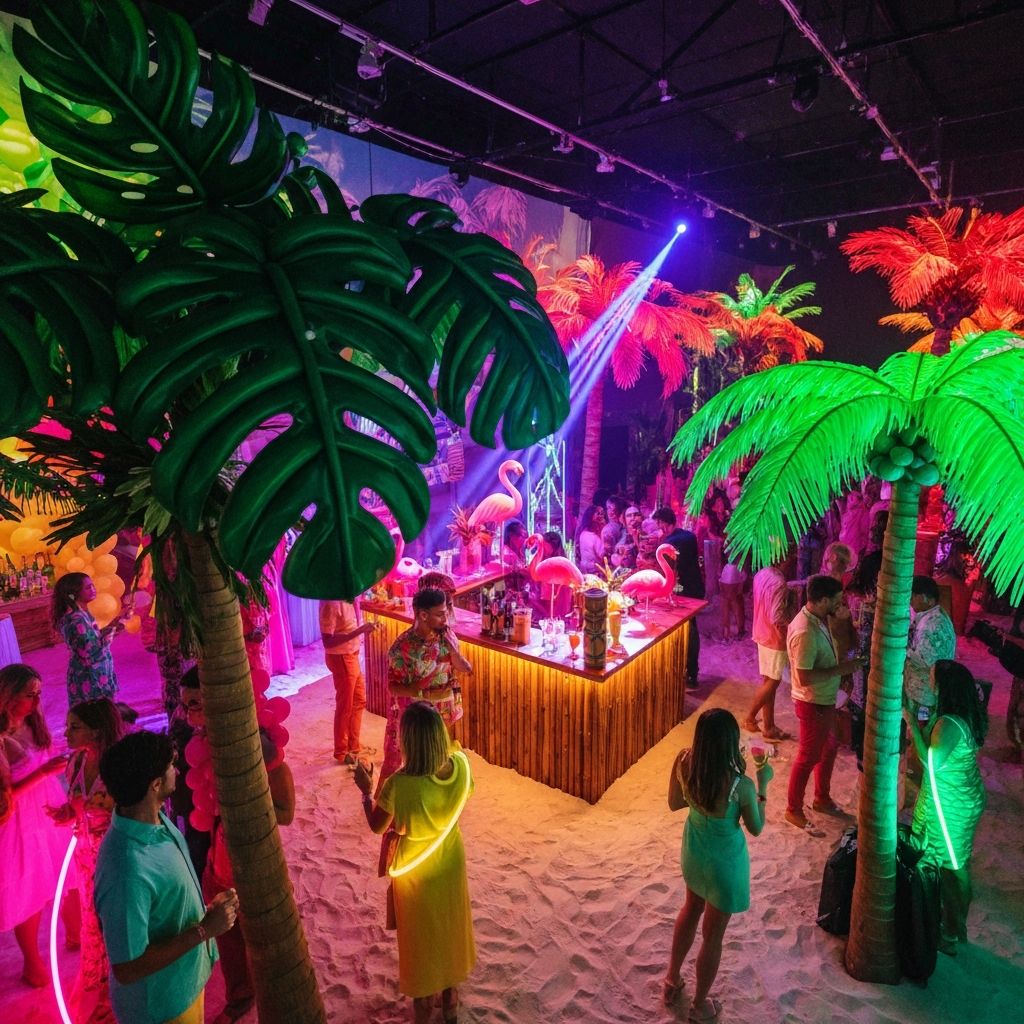 Fiesta tropical con globos de palmeras