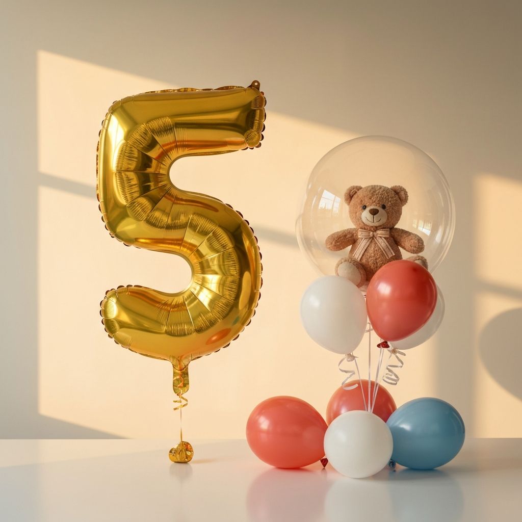 Set Básico de globos de cumpleaños con número gigante y globo relleno